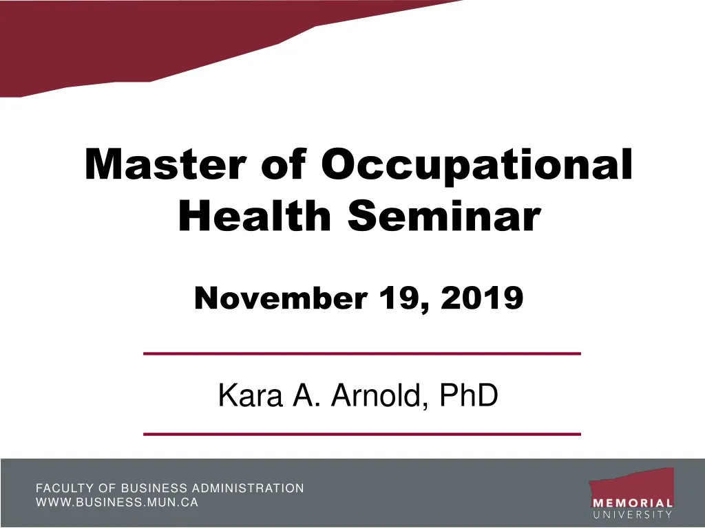 master of occupational health seminar november 19 2019