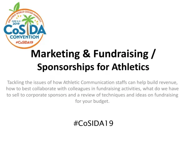 Marketing &amp; Fundraising / Sponsorships for Athletics