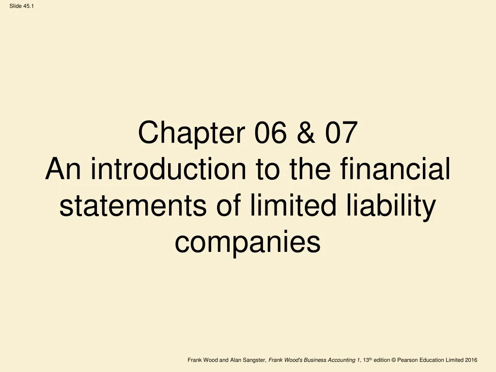chapter 06 07 an introduction to the financial statements of limited liability companies