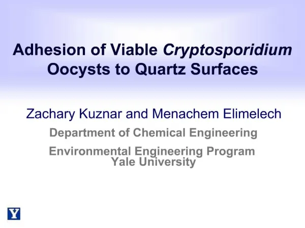 Adhesion of Viable Cryptosporidium Oocysts to Quartz Surfaces