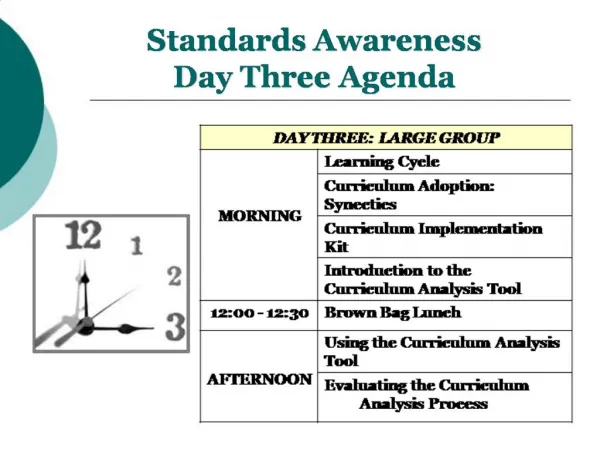 Standards Awareness Day Three Agenda