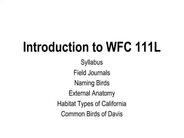 Introduction to WFC 111L