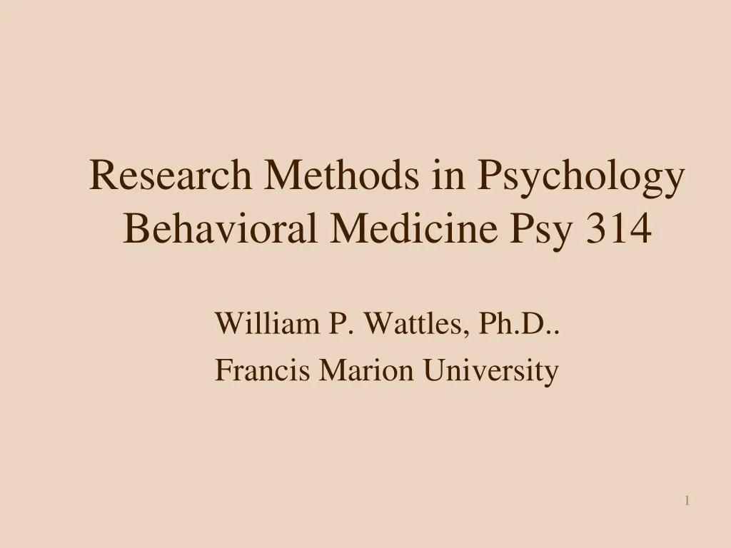 research methods in psychology behavioral medicine psy 314