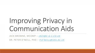 Improving Privacy in Communication Aids - slide 1