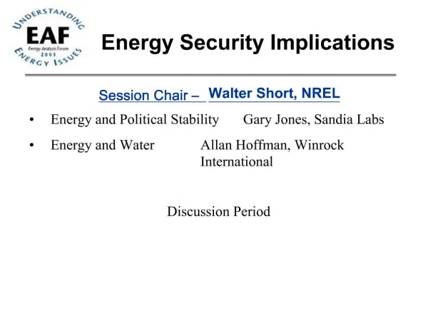 Energy Security Implications