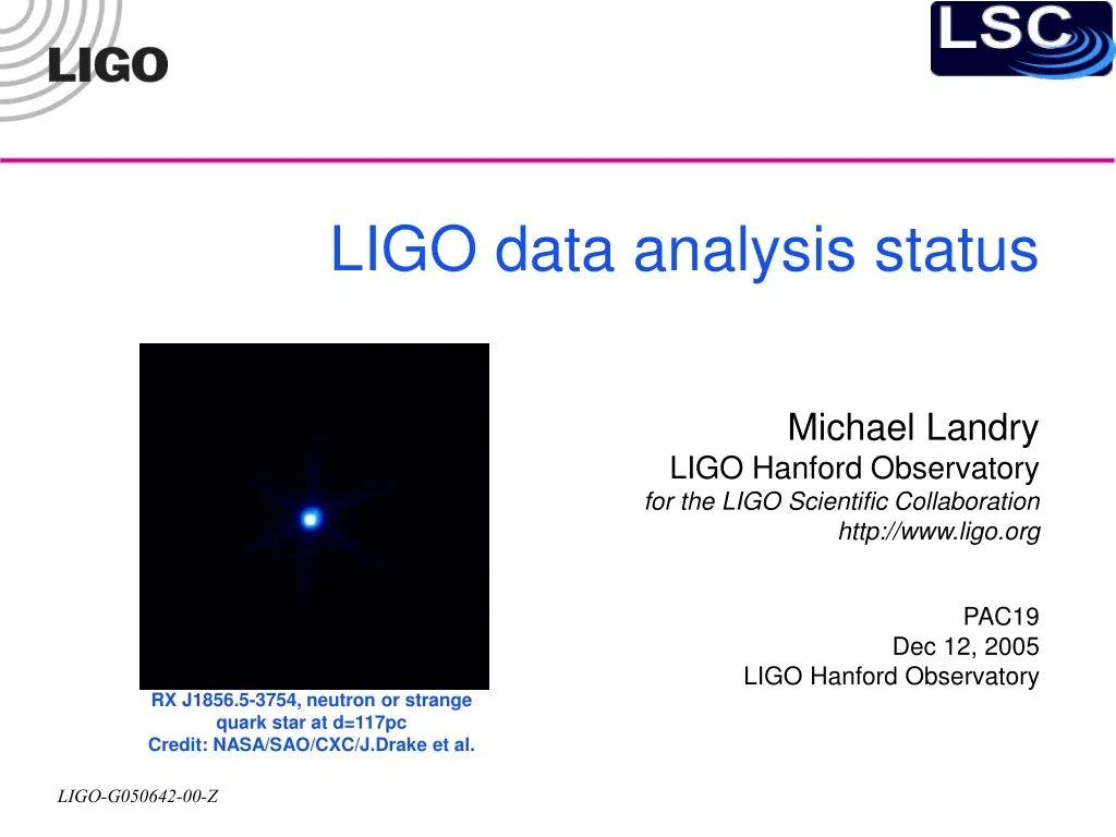 ligo data analysis status michael landry ligo