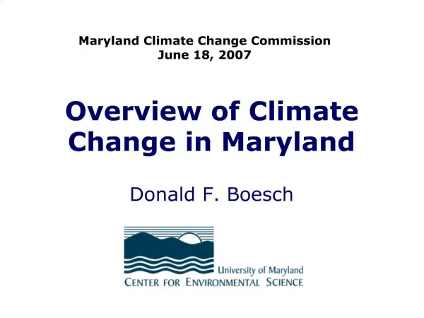 Overview of Climate Change in Maryland