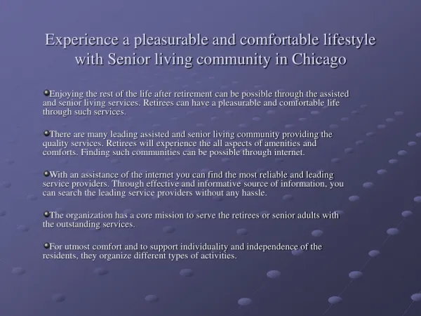Assisted living Chicago