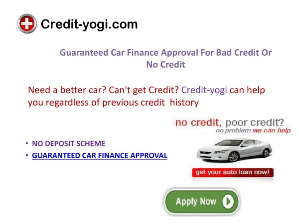 Guaranteed Car Finance No Credit Check