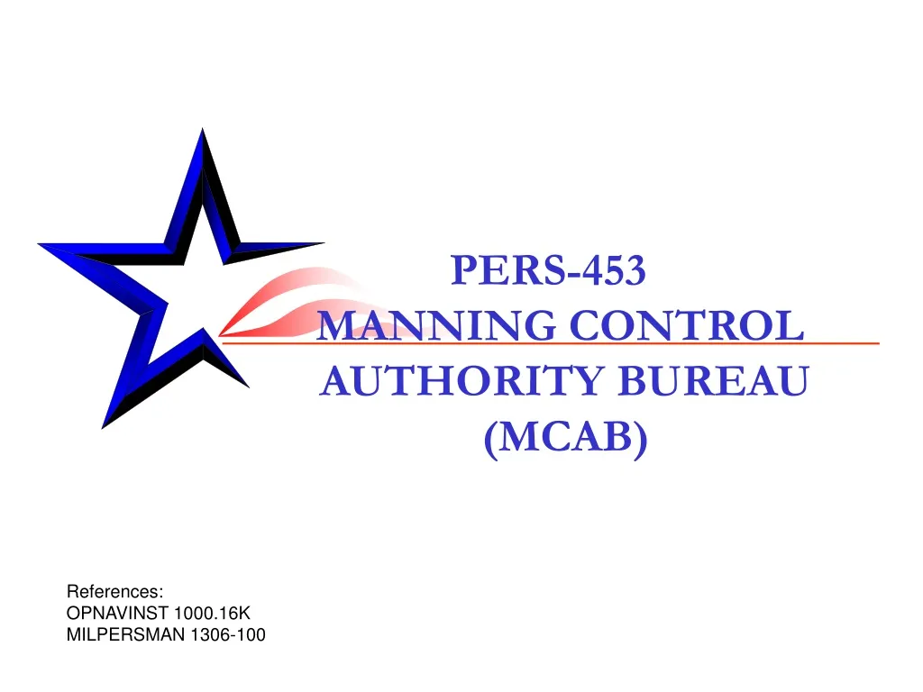 pers 453 manning control authority bureau mcab