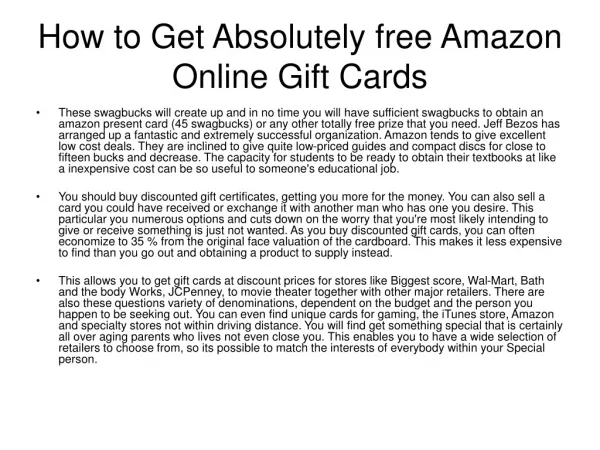 How to Get Absolutely free Amazon Online Gift