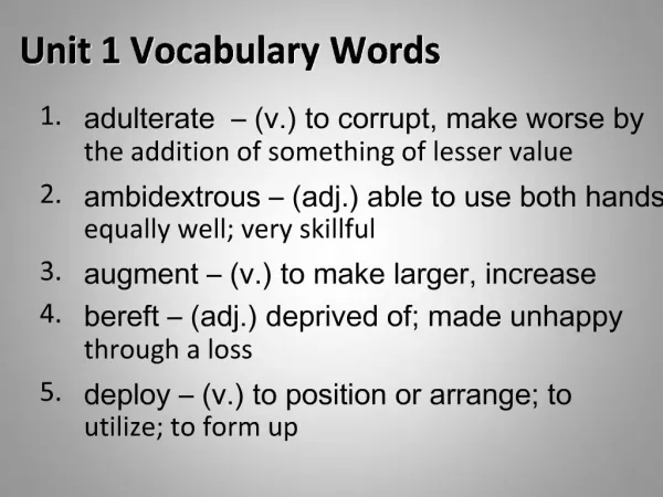 Unit 1 Vocabulary Words