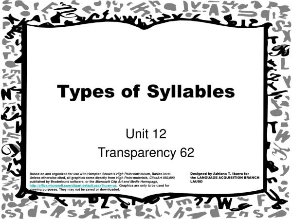 Types of Syllables