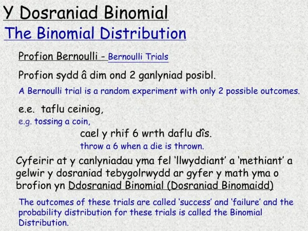 Y Dosraniad Binomial