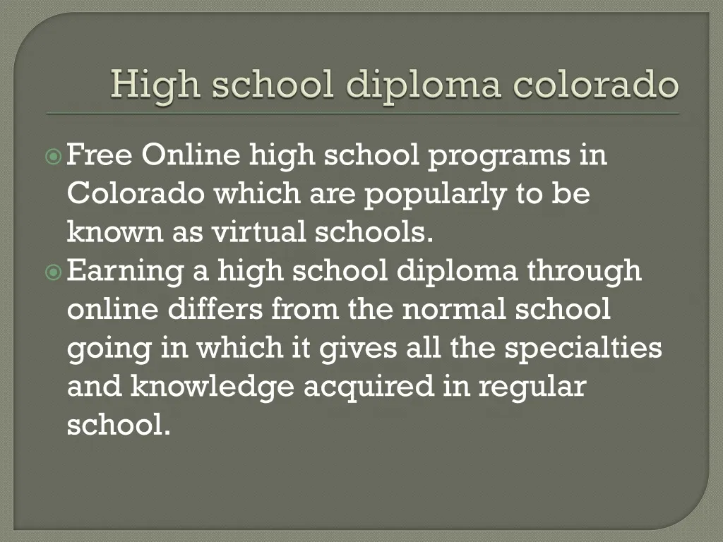 h igh school diploma colorado