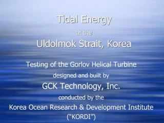 Tidal Energy at the Uldolmok Strait, Korea - slide 1