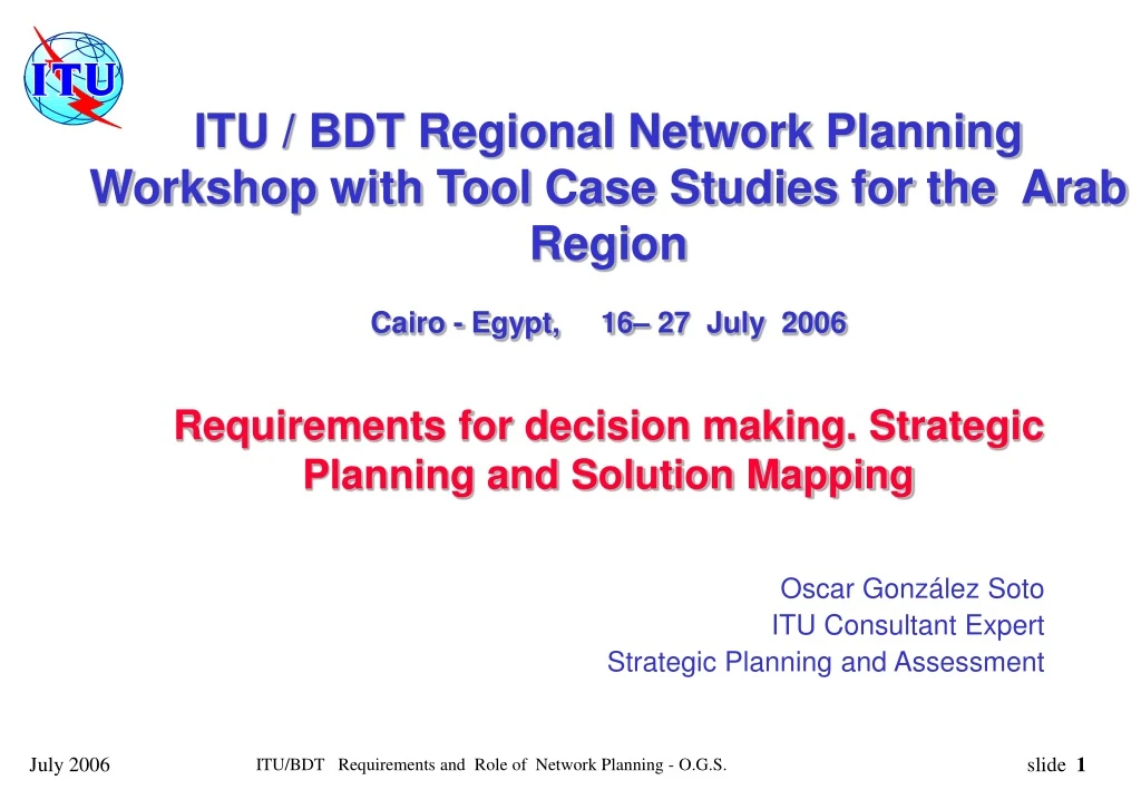 itu bdt regional network planning workshop with