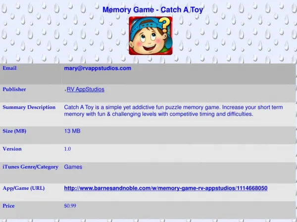 Memory Game - Catch A Toy