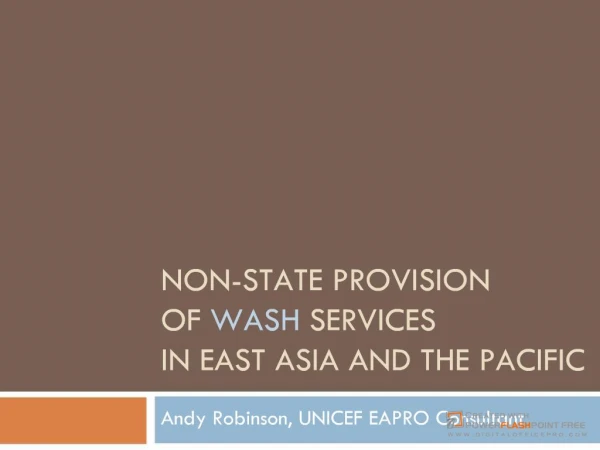 Non-state provision of WASH services in east Asia and the Pacific