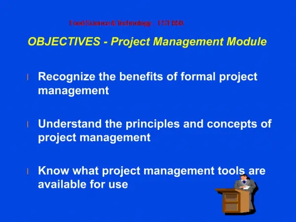 OBJECTIVES - Project Management Module