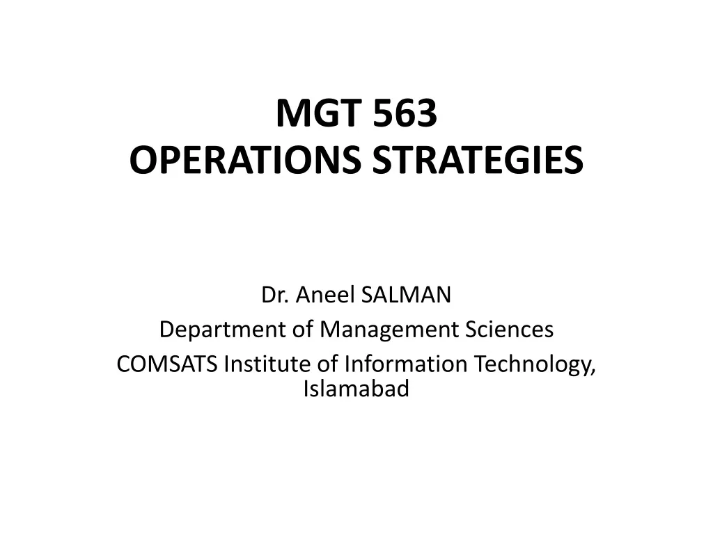 mgt 563 operations strategies