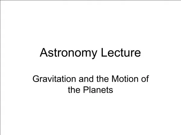 Astronomy Lecture