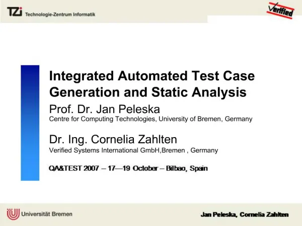 Integrated Automated Test Case Generation and Static Analysis