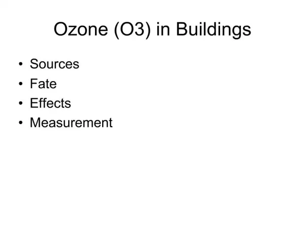 Ozone O3 in Buildings