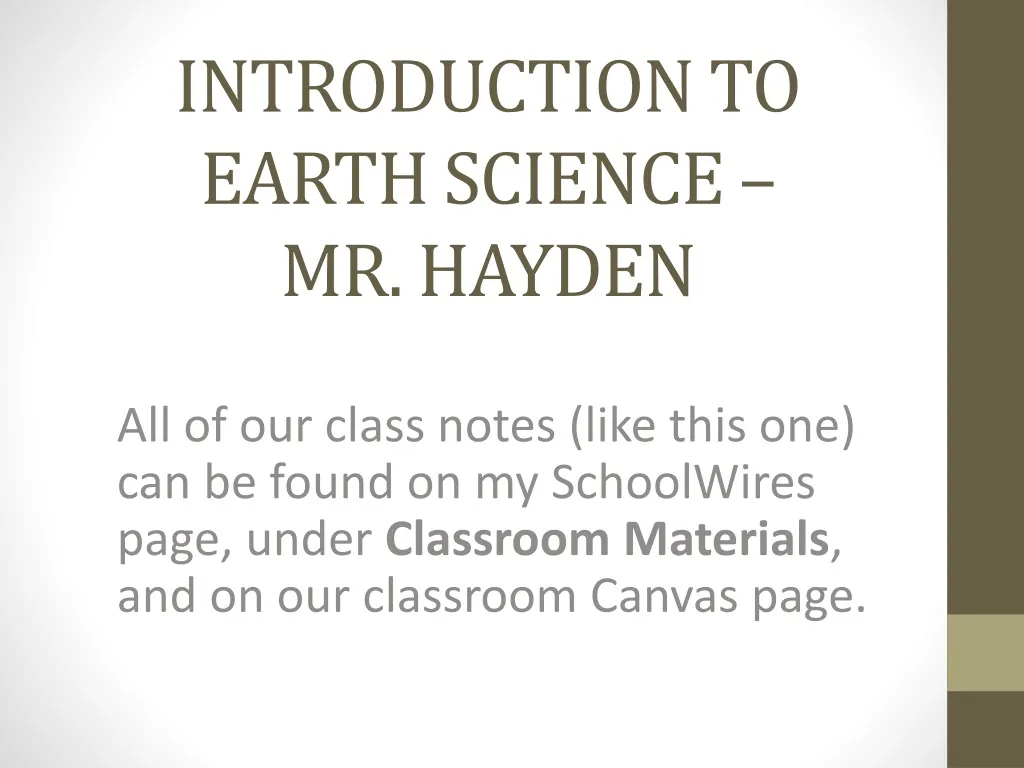 introduction to earth science mr hayden