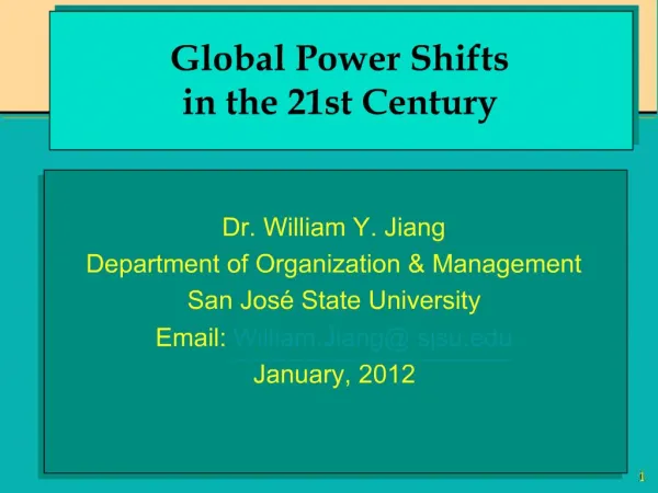 Global Power Shifts in the 21st Century