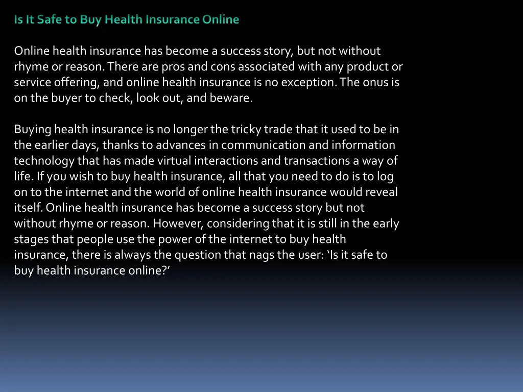 is it safe to buy health insurance online online