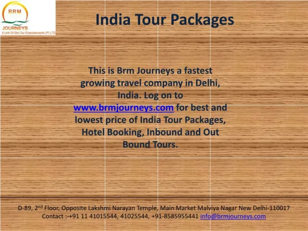 Holidays in India, India Tour Packages-Brm Journeys