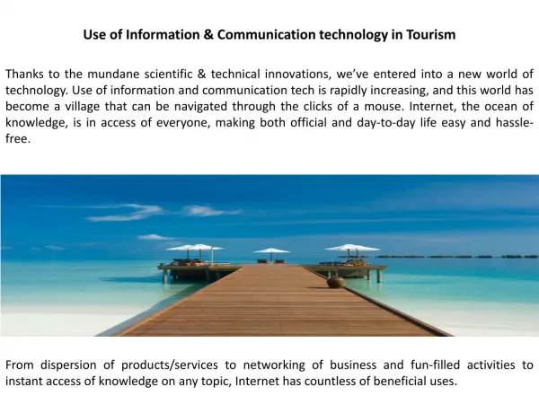 Use of Information & Communication technology in Tourism