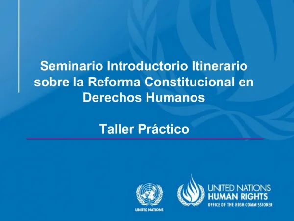 Seminario Introductorio Itinerario sobre la Reforma Constitucional en Derechos Humanos Taller Pr ctico