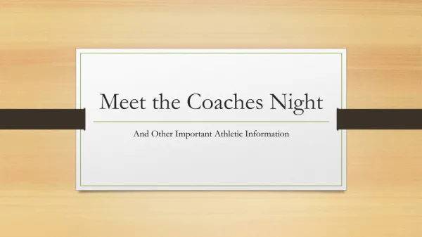 Meet the Coaches Night