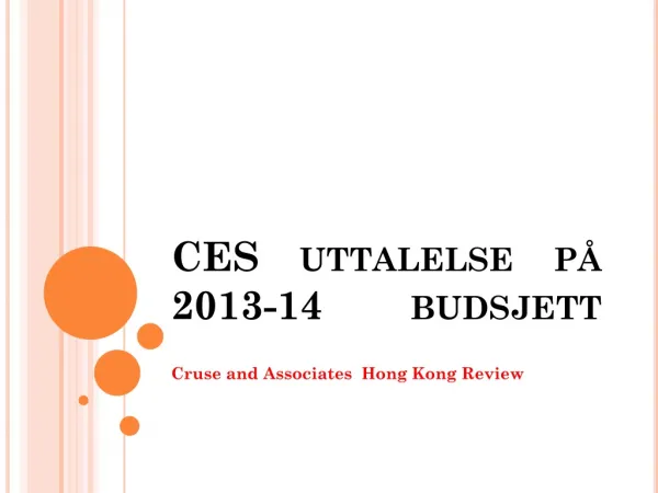CES uttalelse på 2013-14 budsjett