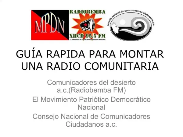 GU A RAPIDA PARA MONTAR UNA RADIO COMUNITARIA