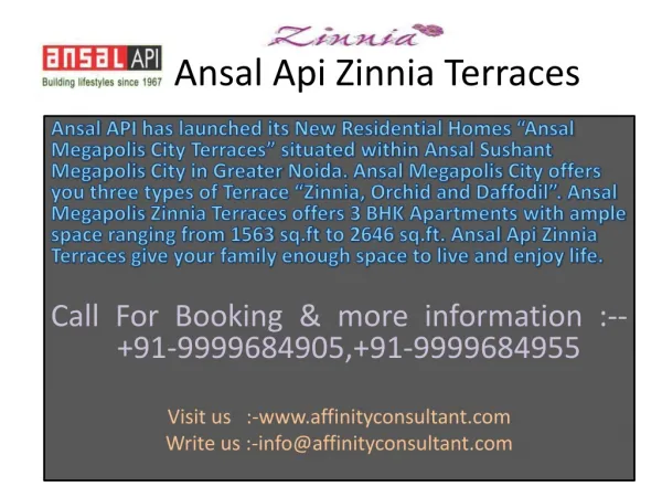 Ansal Api Zinnia Terraces Greater Noida