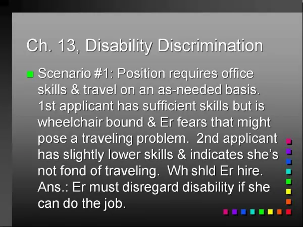 Ch. 13, Disability Discrimination