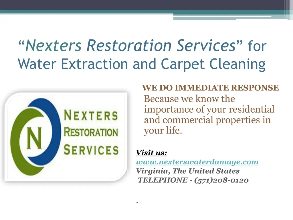nexters restoration services for water extraction and carpet cleaning
