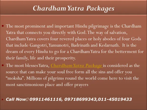 Chardham Yatra Packages 2013