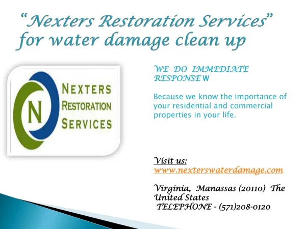 Nexters Restoration Services:Water damage clean up Virginia