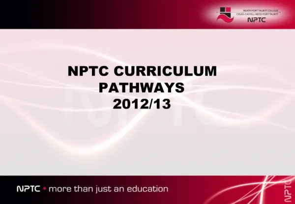 NPTC CURRICULUM PATHWAYS 2012