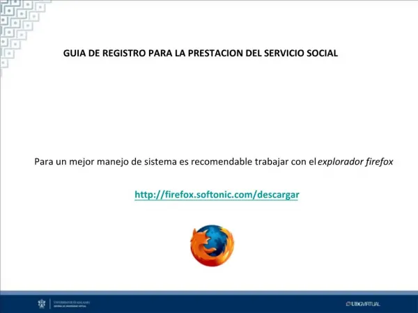 GUIA DE REGISTRO PARA LA PRESTACION DEL SERVICIO SOCIAL