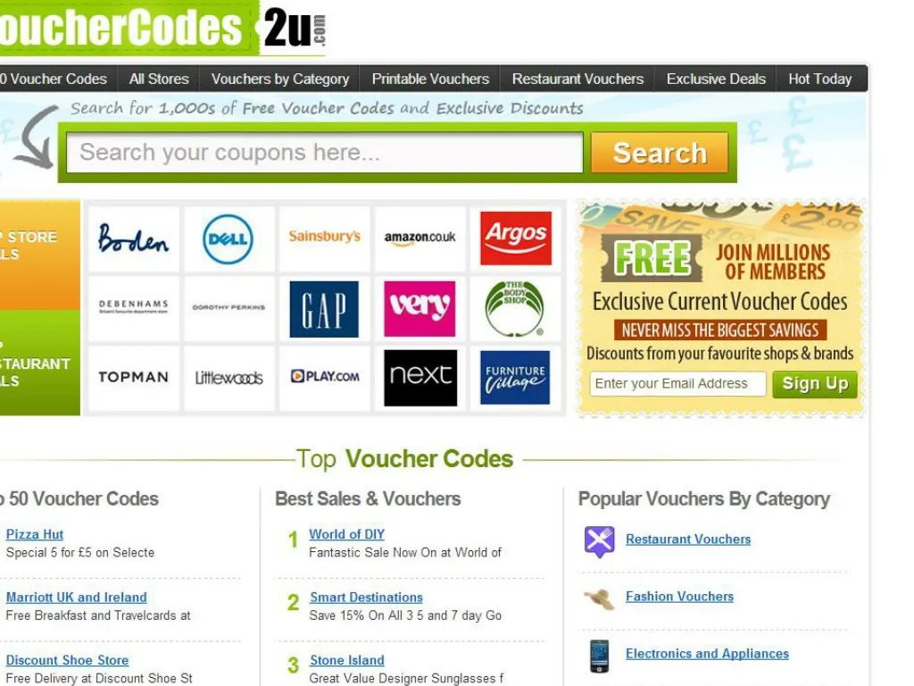 search all brand retailers voucher codes