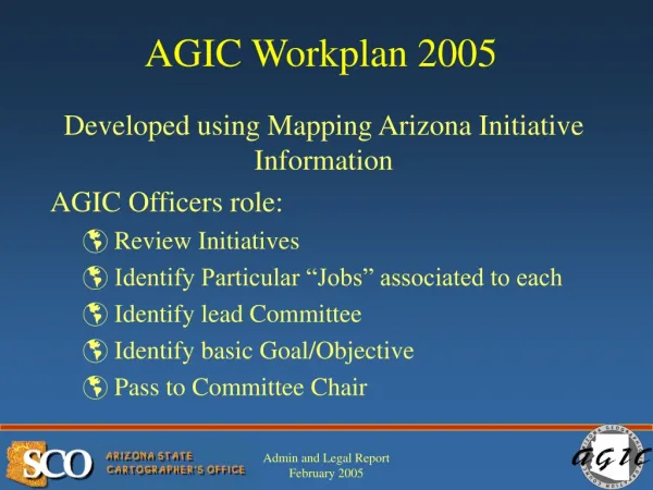 Developed using Mapping Arizona Initiative Information AGIC Officers role: Review Initiatives