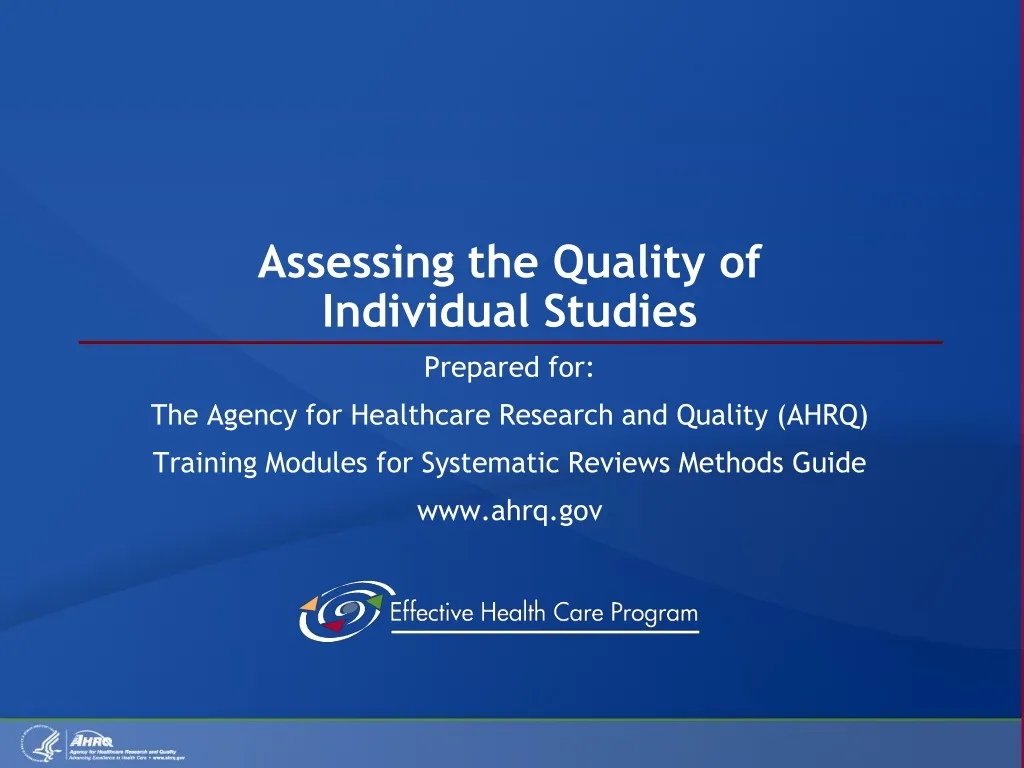 assessing the quality of individual studies
