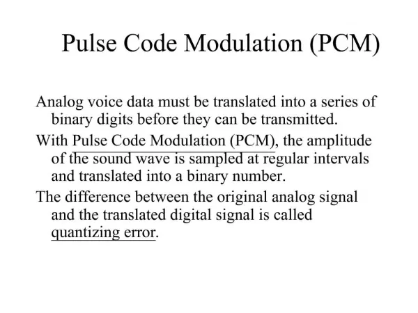 Pulse Code Modulation PCM