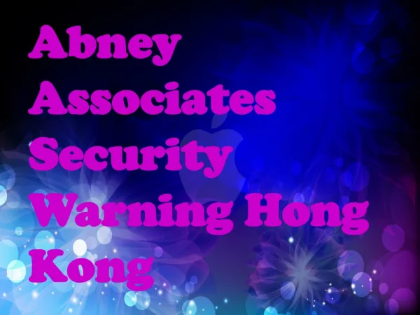Abney Associates Security Warning Hong Kong: Intego van nieu