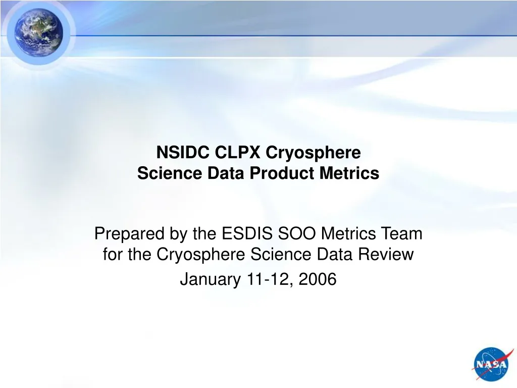 nsidc clpx cryosphere science data product metrics